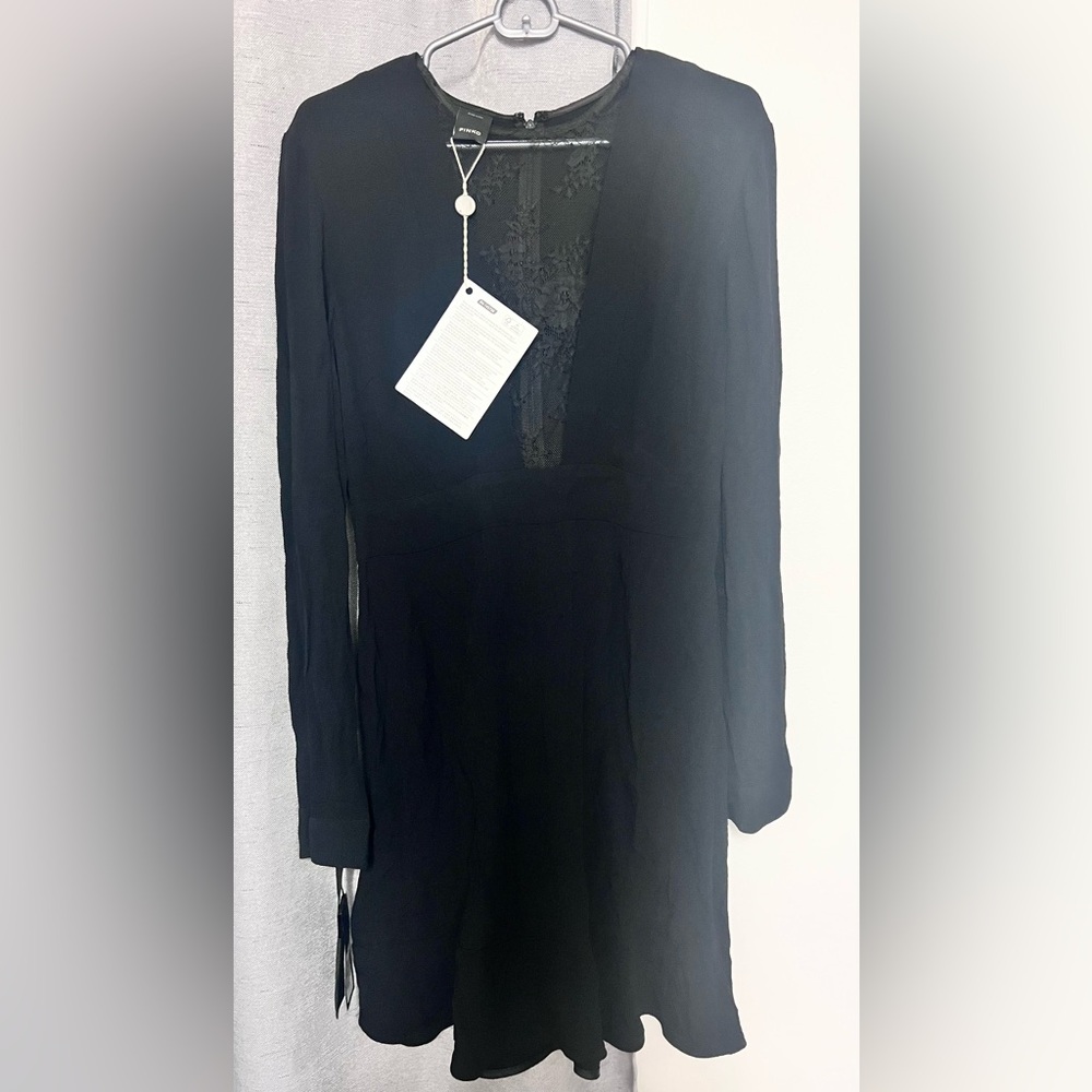 NWT PINKO Black Dress with mesh Design